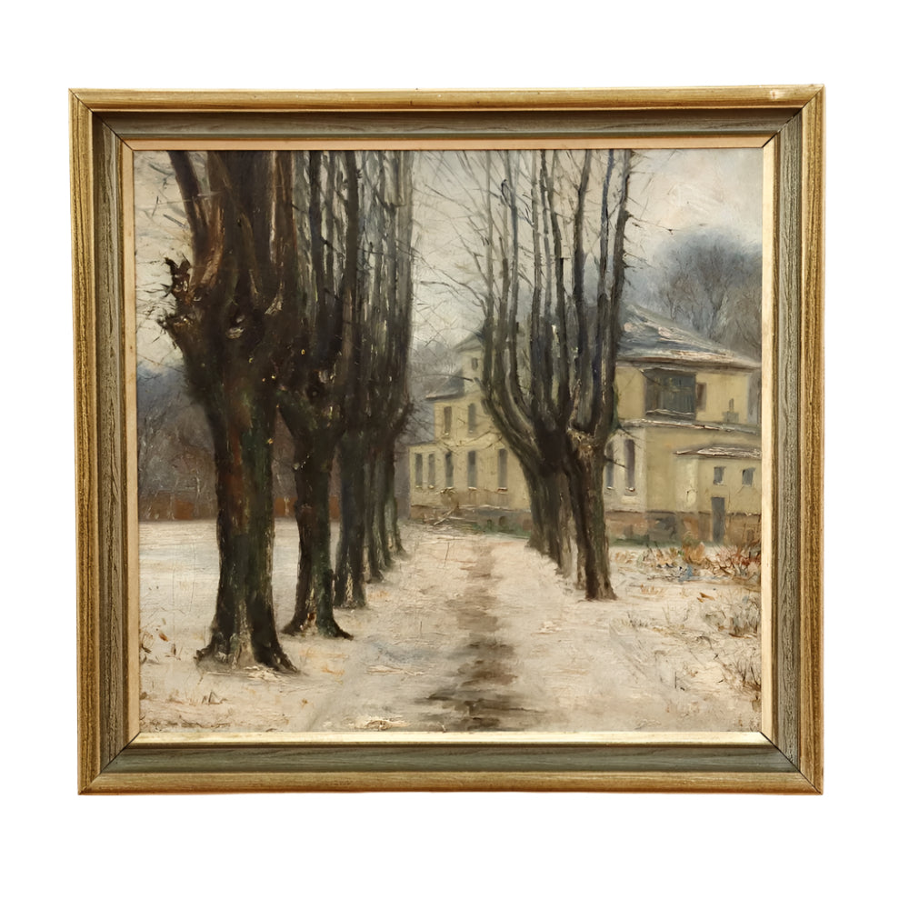 French School Country House in Winter Oil on Canvas | Work of Man