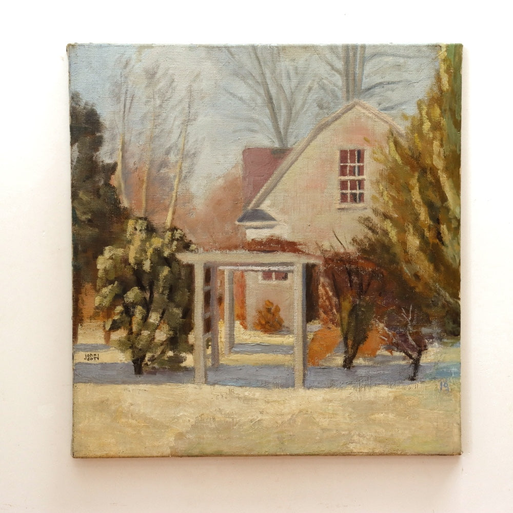 AW549: John Doty California Impressionist Winter Day Oil on Canvas Painting