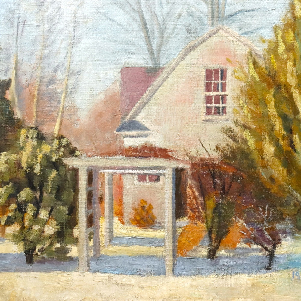 AW549: John Doty California Impressionist Winter Day Oil on Canvas Painting