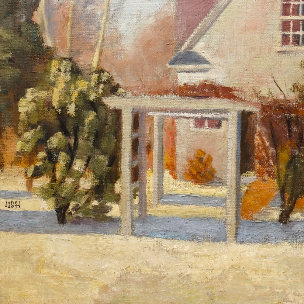 AW549: John Doty California Impressionist Winter Day Oil on Canvas Painting