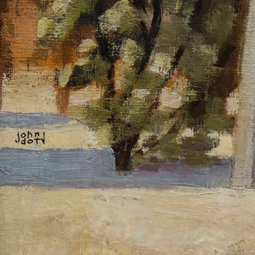 AW549: John Doty California Impressionist Winter Day Oil on Canvas Painting