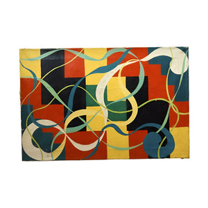 AW893: Toshinobu Onosato (attributed to) Early 20th Century Avant Garde Op Art Oil on Canvas Painting