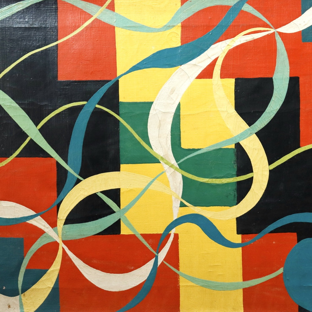 AW893: Toshinobu Onosato (attributed to) Early 20th Century Avant Garde Op Art Oil on Canvas Painting