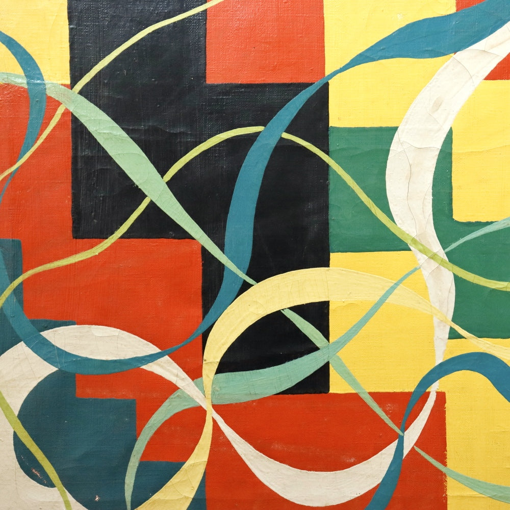 AW893: Toshinobu Onosato (attributed to) Early 20th Century Avant Garde Op Art Oil on Canvas Painting