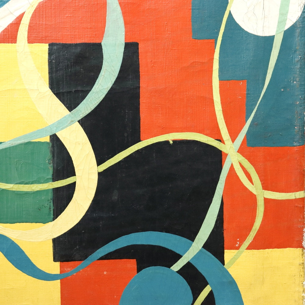 AW893: Toshinobu Onosato (attributed to) Early 20th Century Avant Garde Op Art Oil on Canvas Painting