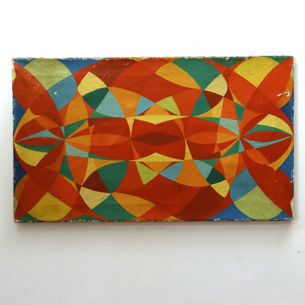 AW894: Toshinobu Onosato (attributed to) Early 20th Century Avant Garde Op Art Oil on Canvas Painting