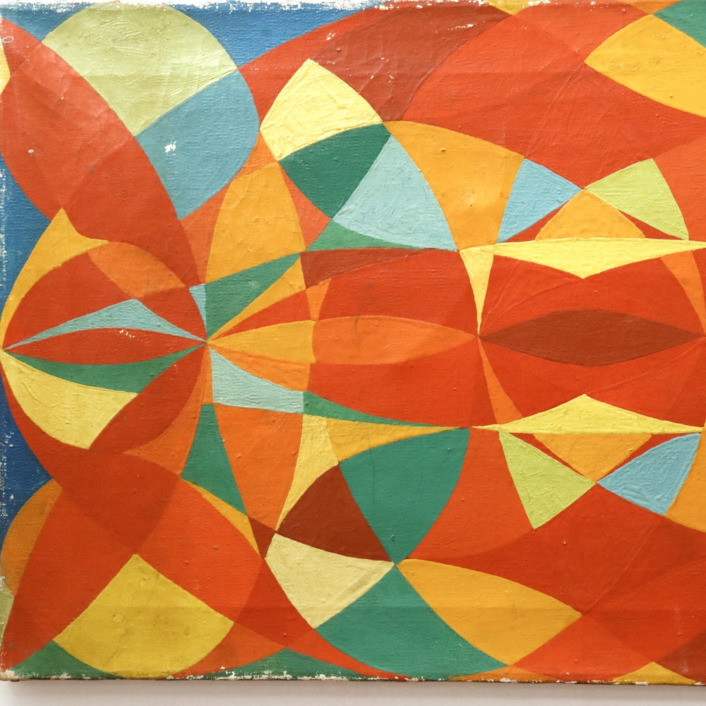 AW894: Toshinobu Onosato (attributed to) Early 20th Century Avant Garde Op Art Oil on Canvas Painting