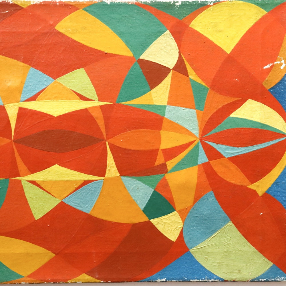 AW894: Toshinobu Onosato (attributed to) Early 20th Century Avant Garde Op Art Oil on Canvas Painting