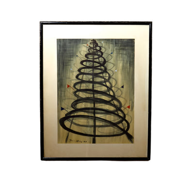 Hans Hartung Mid Century Modernist Spiral Whimsy Gouache on Paper | Work of Man
