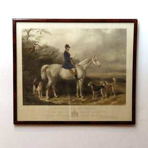 AW7-137: English Colored Engraving by Edward Hacker "William Long Huntsman to the Duke of Beaufort" Circa 1836