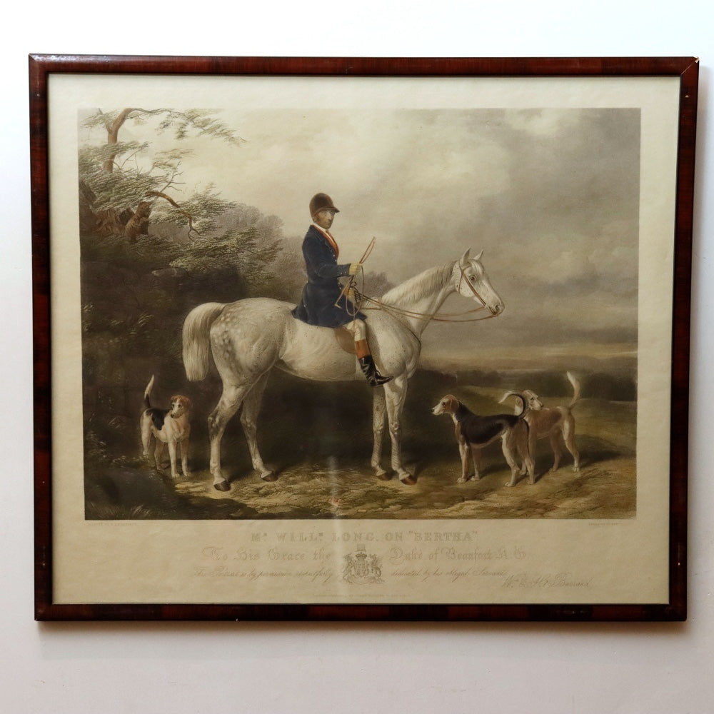 AW7-137: English Colored Engraving by Edward Hacker "William Long Huntsman to the Duke of Beaufort" Circa 1836