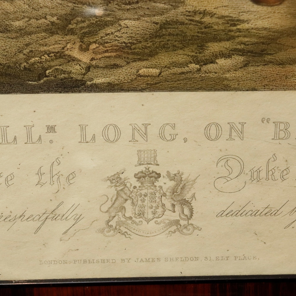 AW7-137: English Colored Engraving by Edward Hacker "William Long Huntsman to the Duke of Beaufort" Circa 1836