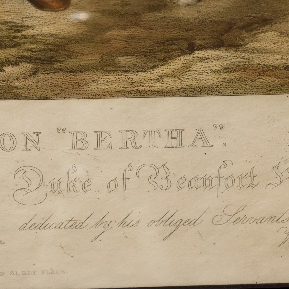 AW7-137: English Colored Engraving by Edward Hacker "William Long Huntsman to the Duke of Beaufort" Circa 1836