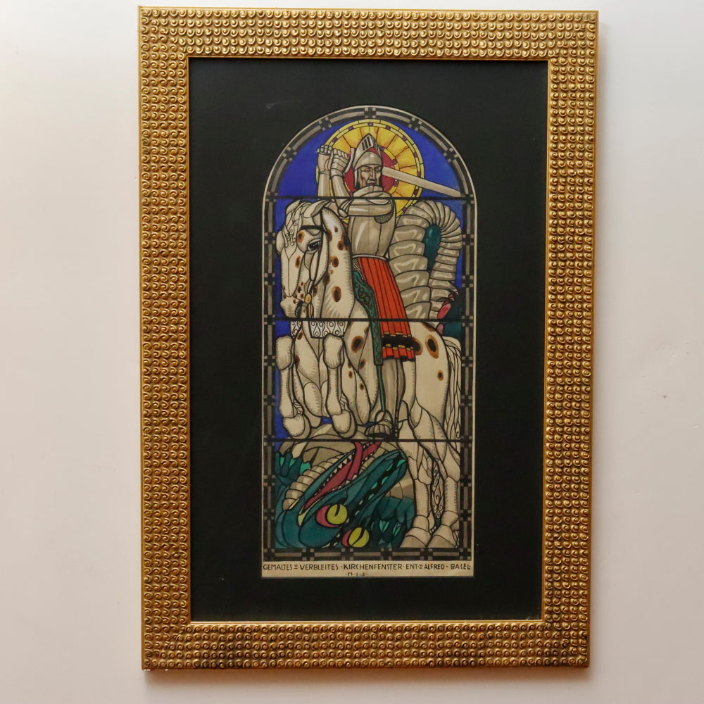 Alfred Basel St. George Slaying the Dragon Watercolor | Work of Man