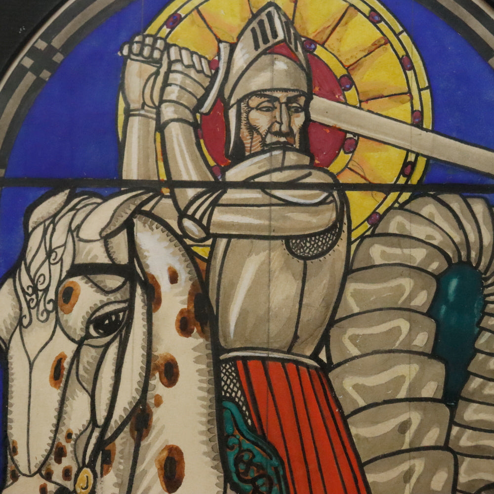 AW3-239: Alfred Basel St. George Slaying the Dragon Watercolor and Ink on Paper Circa 1890