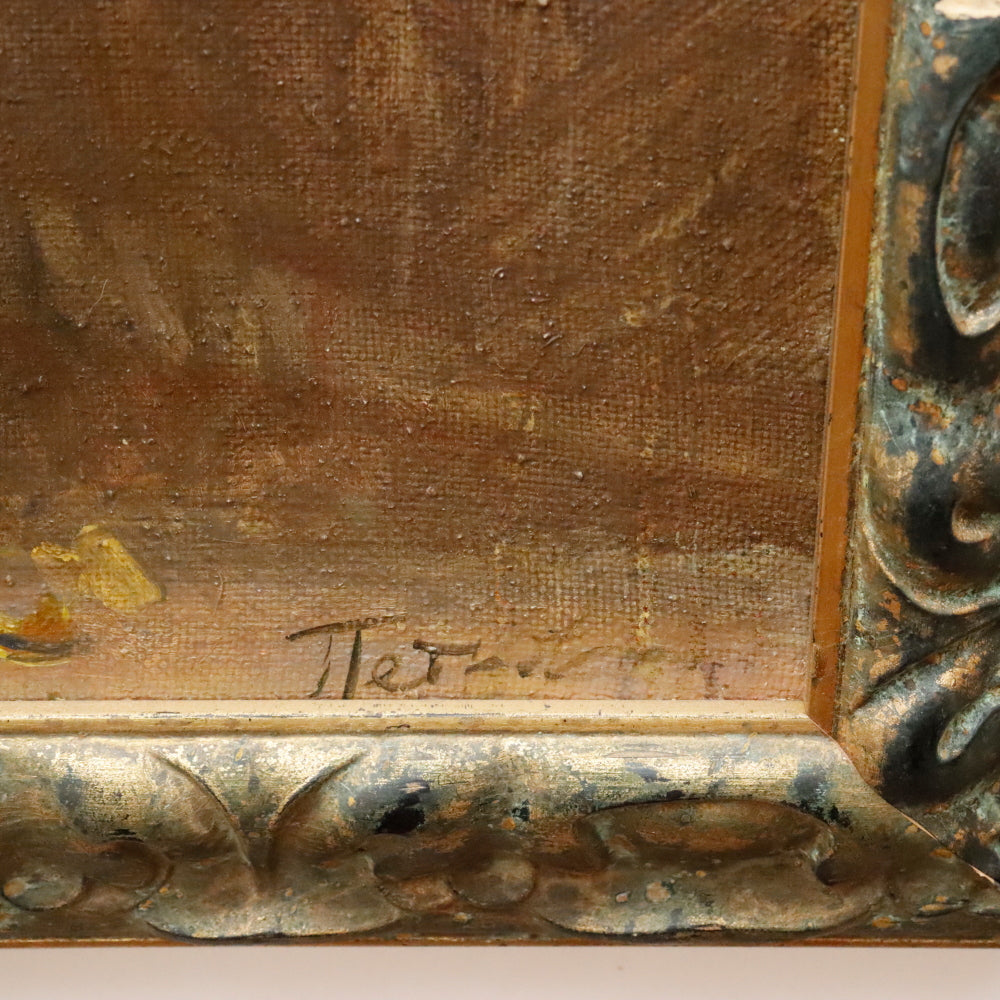 AW301: Tatyana Petrova Impressionist Still Life w/ Flowers in Vase Oil on Canvas Painting