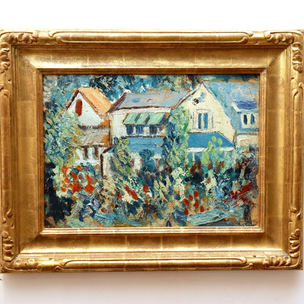 AW108: Alfred Morgan "A Garden Scene" Impressionist Oil on Board Painting