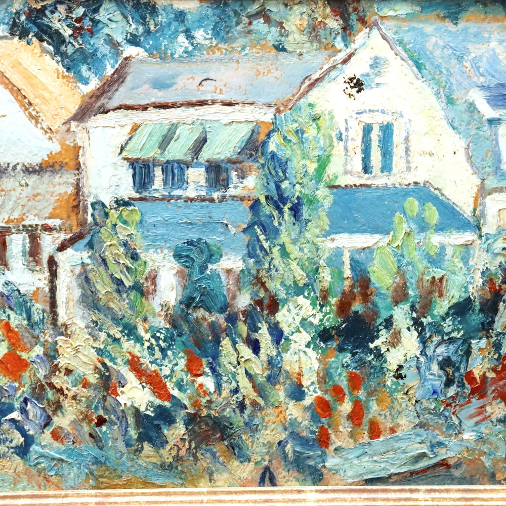 AW108: Alfred Morgan "A Garden Scene" Impressionist Oil on Board Painting