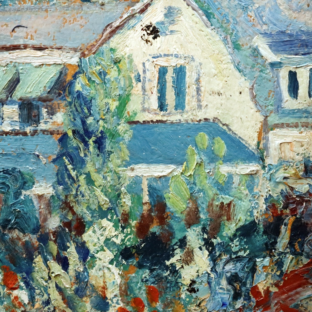 AW108: Alfred Morgan "A Garden Scene" Impressionist Oil on Board Painting