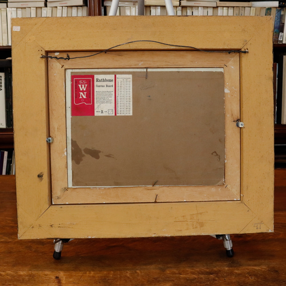 AW895: Italian Impressionist Coastal Landscape Oil on Board Painting Circa 1970