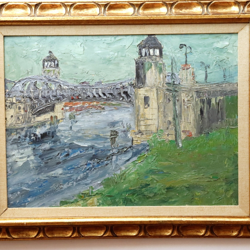 AW896: Vittorio Brando Ponte De Damen Impressionist Impasto Oil on Board Painting Circa 1965