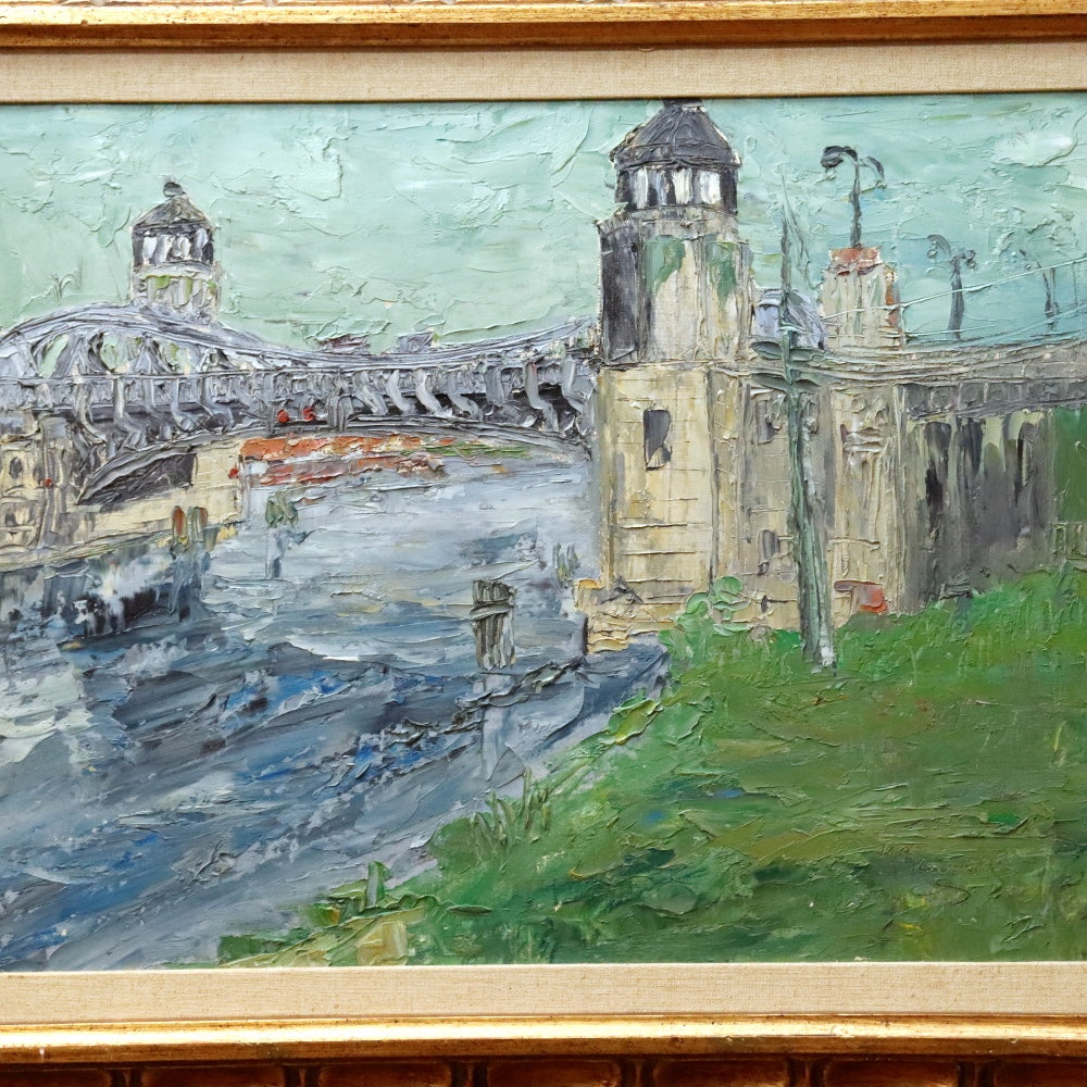 AW896: Vittorio Brando Ponte De Damen Impressionist Impasto Oil on Board Painting Circa 1965