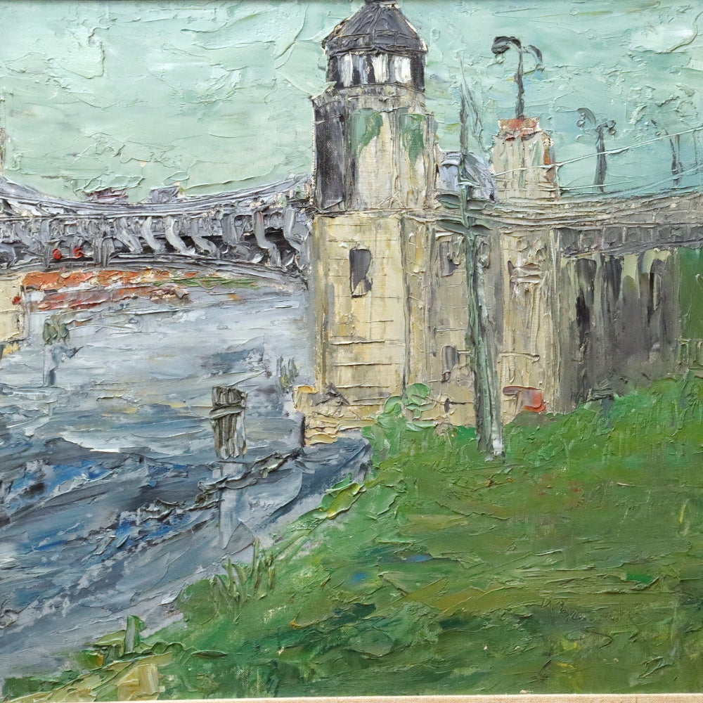 AW896: Vittorio Brando Ponte De Damen Impressionist Impasto Oil on Board Painting Circa 1965