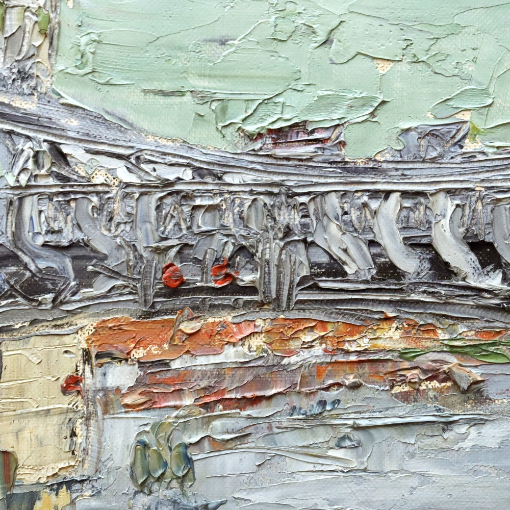 AW896: Vittorio Brando Ponte De Damen Impressionist Impasto Oil on Board Painting Circa 1965