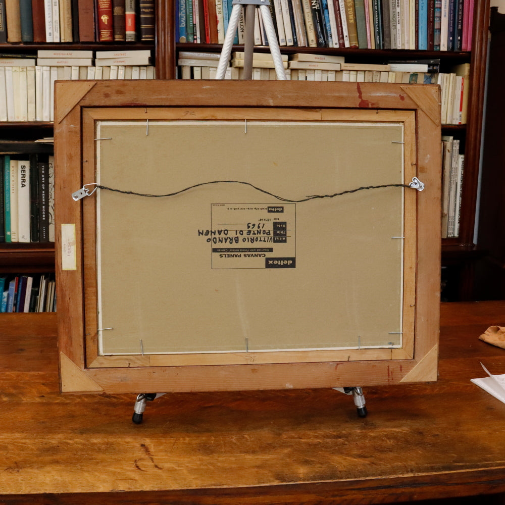 AW896: Vittorio Brando Ponte De Damen Impressionist Impasto Oil on Board Painting Circa 1965