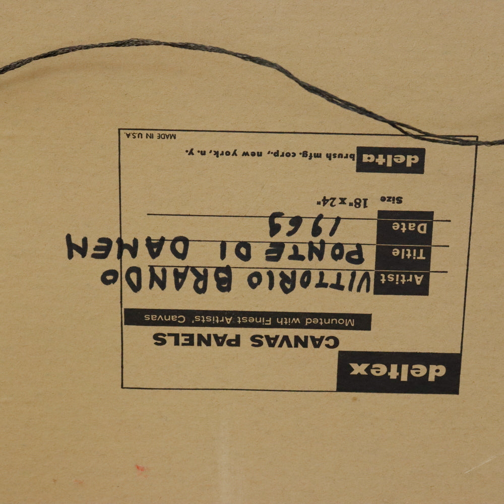 AW896: Vittorio Brando Ponte De Damen Impressionist Impasto Oil on Board Painting Circa 1965