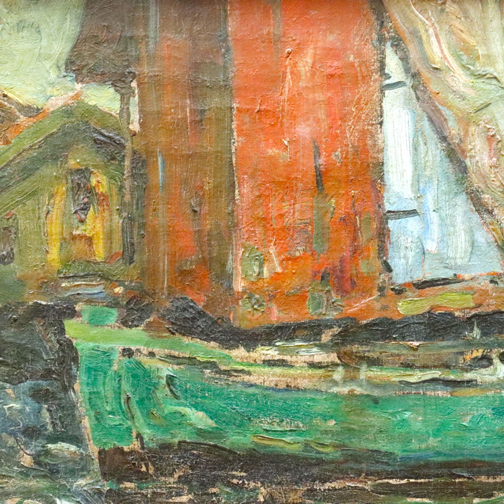 AW899: Carl Emiel Zoir "The Old Boat" WPA Oil on Canvas Painting