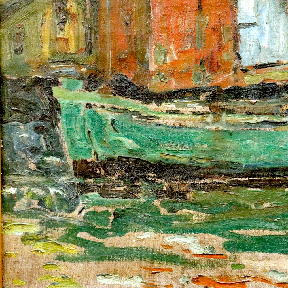AW899: Carl Emiel Zoir "The Old Boat" WPA Oil on Canvas Painting