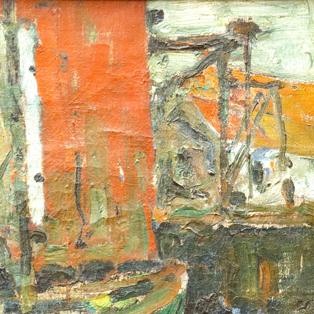 AW899: Carl Emiel Zoir "The Old Boat" WPA Oil on Canvas Painting