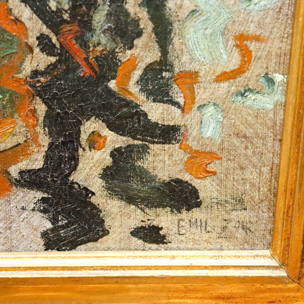 AW899: Carl Emiel Zoir "The Old Boat" WPA Oil on Canvas Painting