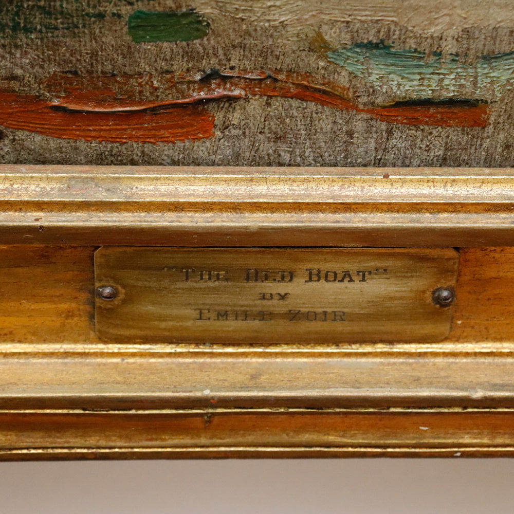 AW899: Carl Emiel Zoir "The Old Boat" WPA Oil on Canvas Painting