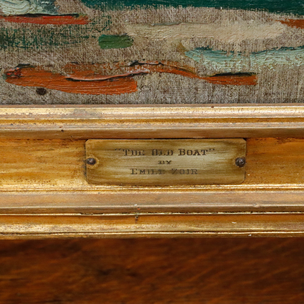 AW899: Carl Emiel Zoir "The Old Boat" WPA Oil on Canvas Painting