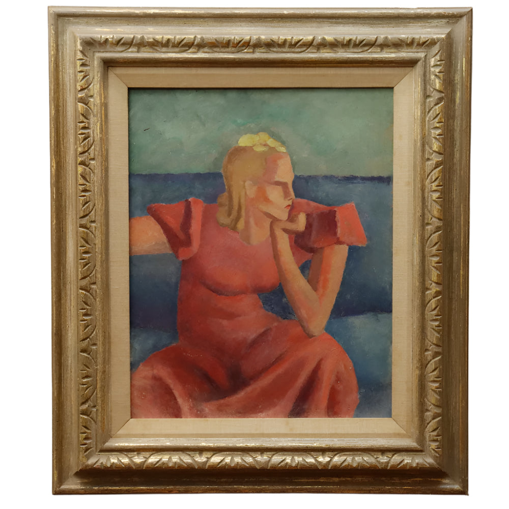 William Sewell Modernist Portrait Oil on Masonite Panel | Work of Man