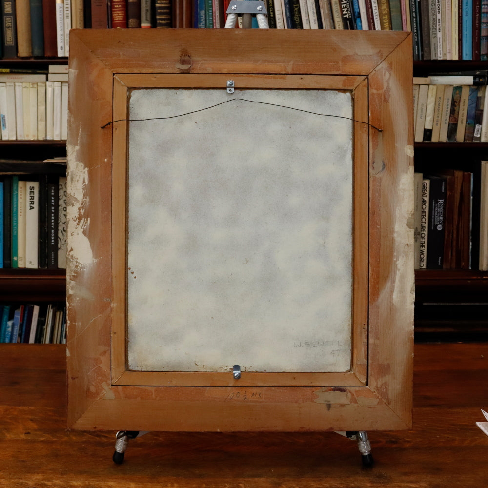 AW902: William Sewell Modernist Portrait Oil on Masonite Painting Circa 1947