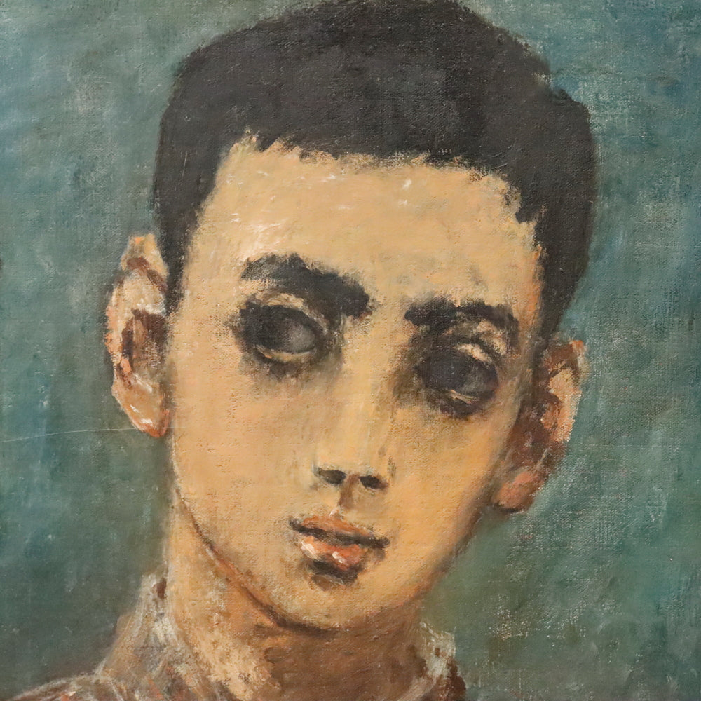 AW903: Sean Korn Brothers Mid Century Modernist Portrait Oil on Canvas Painting 1959