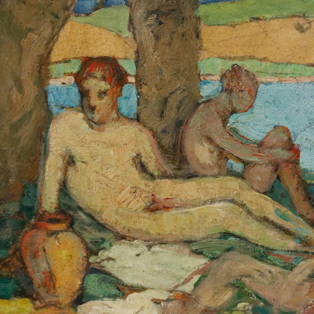 AW904: Impressionist Bathers Manner of Paul Gauguin Oil on Board Circa 1900