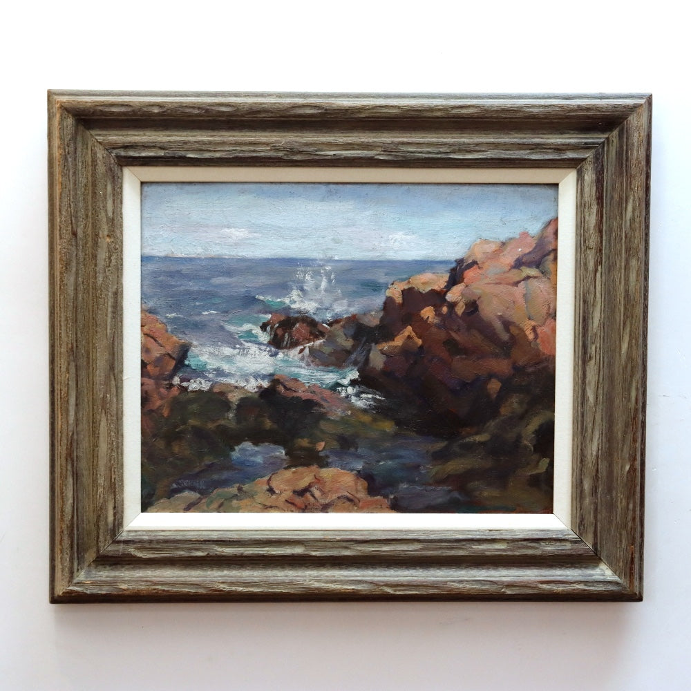 Gladys Logan Winner Gloucester Rocks Oil on Artist Board Painting | Work of Man