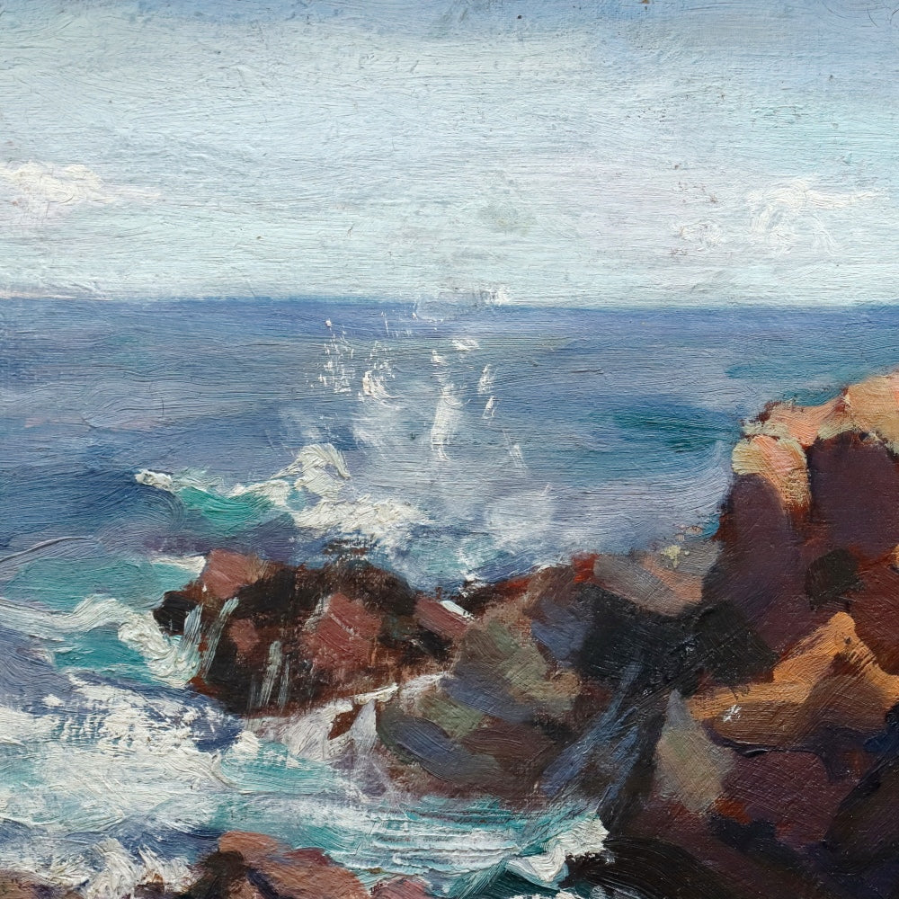AW905: Gladys Logan Winner Gloucester Rocks Oil on Artist Board Painting