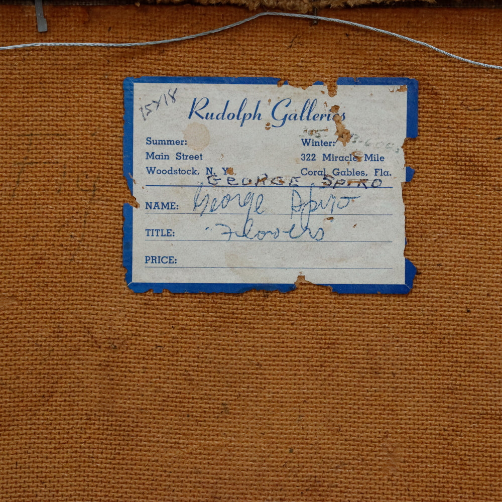 AW119: Georges Spiro Surrealist Wildflower Still Life Oil on Masonite Board Painting