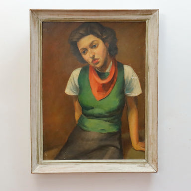 WPA Portrait In The Manner of Raphael Soyer Oil on Artist Board | Work of Man
