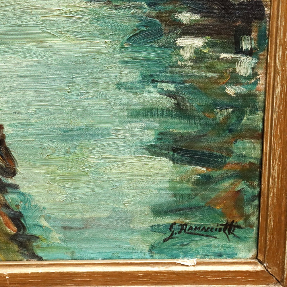 AW266: Lisandro Ramacciotti La Seine Paris Oil on Canvas Expressionist Painting Circa 1954