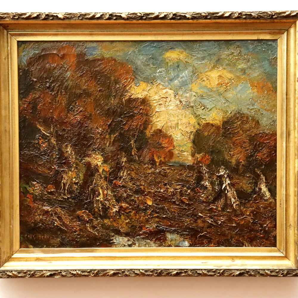 AW145: Charles Mathew Crocker Haystacks Expressionist Oil on Canvas Painting