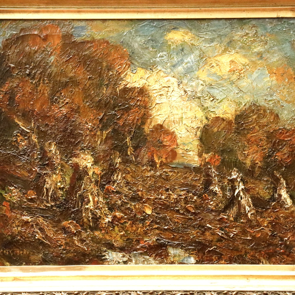 AW145: Charles Mathew Crocker Haystacks Expressionist Oil on Canvas Painting