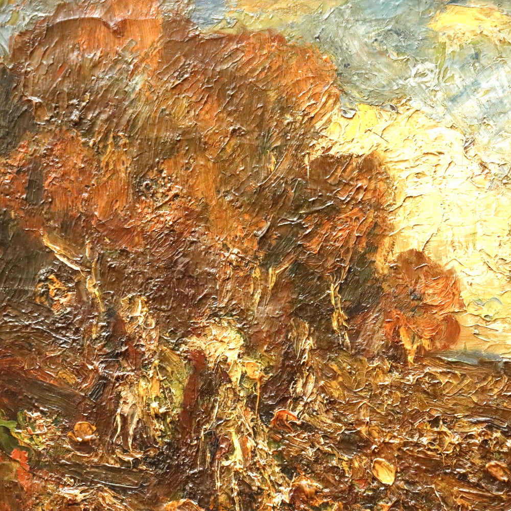 AW145: Charles Mathew Crocker Haystacks Expressionist Oil on Canvas Painting