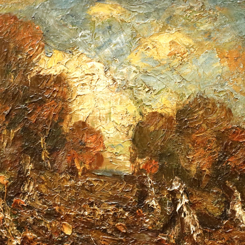 AW145: Charles Mathew Crocker Haystacks Expressionist Oil on Canvas Painting