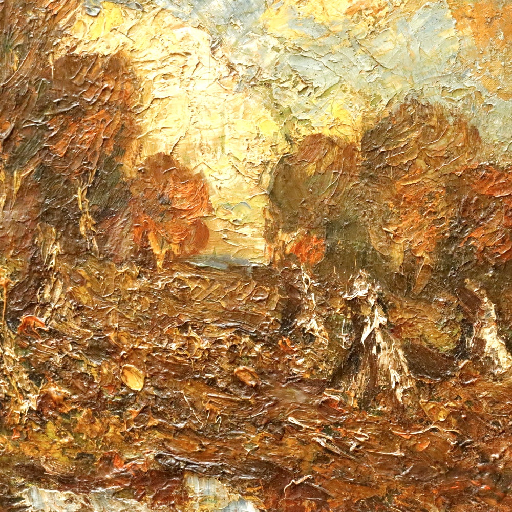 AW145: Charles Mathew Crocker Haystacks Expressionist Oil on Canvas Painting